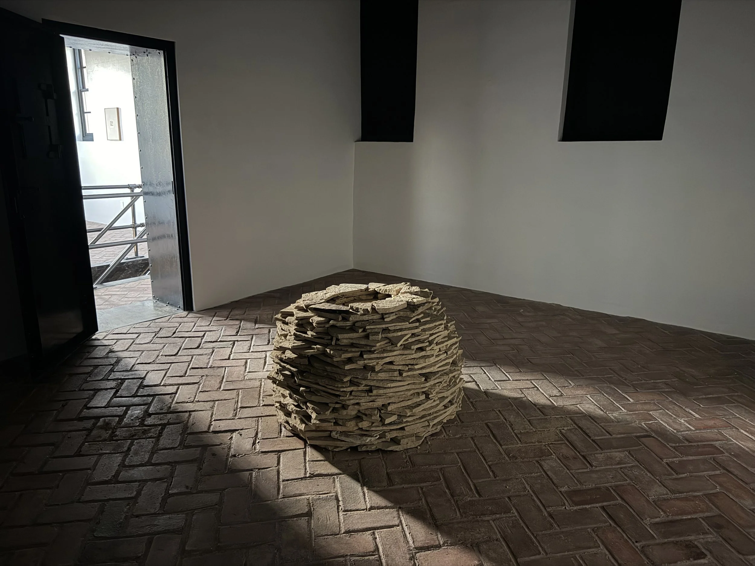   The Well , 2026&nbsp; Limestone Site-specific installation&nbsp;from  Willie Binnie: Wishing Well  at Old Jail Art Center, a former 19th century jailhouse in west Texas 38 × 30 inches&nbsp; 