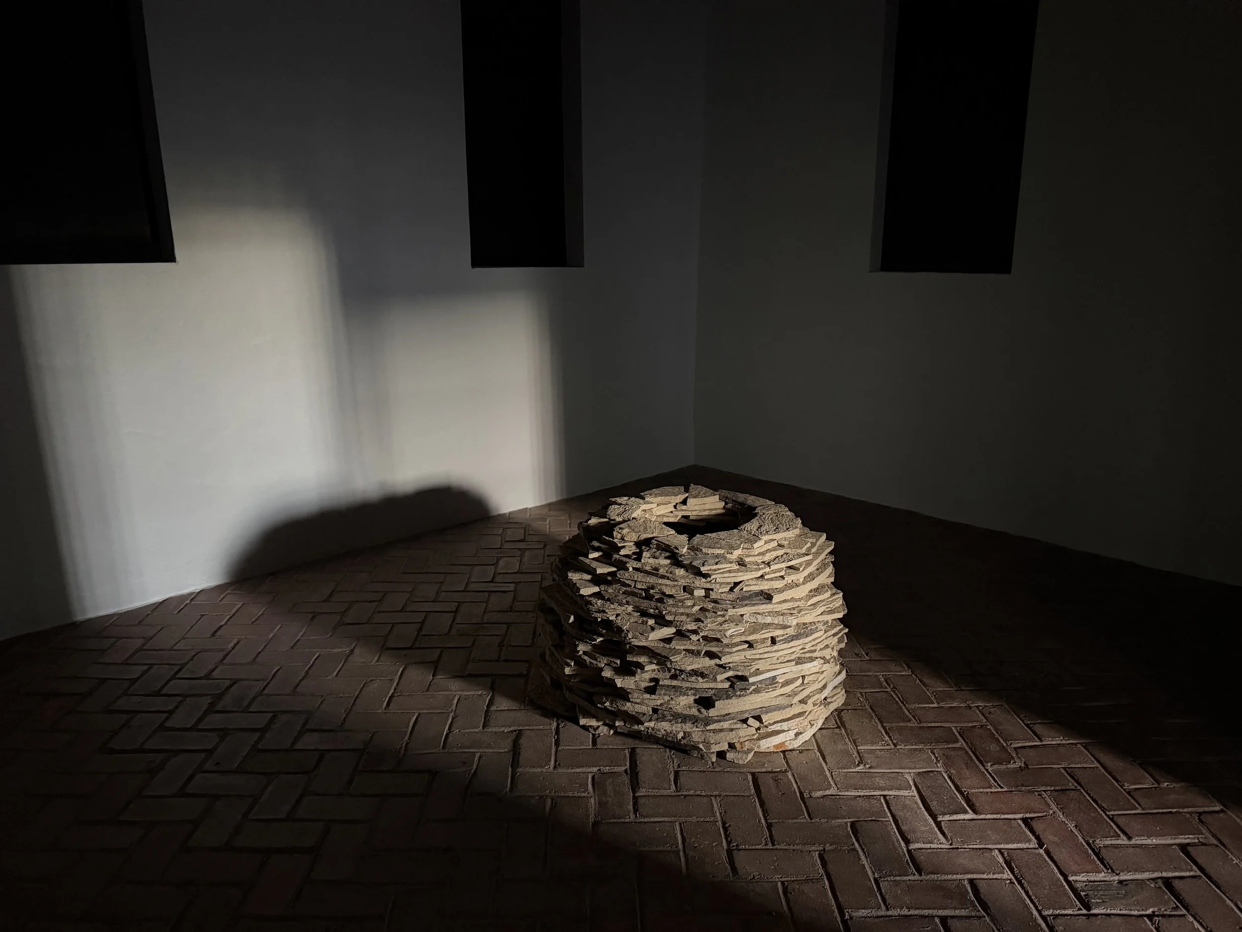   The Well , 2026&nbsp; Limestone Site-specific installation&nbsp;from  Willie Binnie: Wishing Well  at Old Jail Art Center, a former 19th century jailhouse in west Texas 38 × 30 inches&nbsp; 