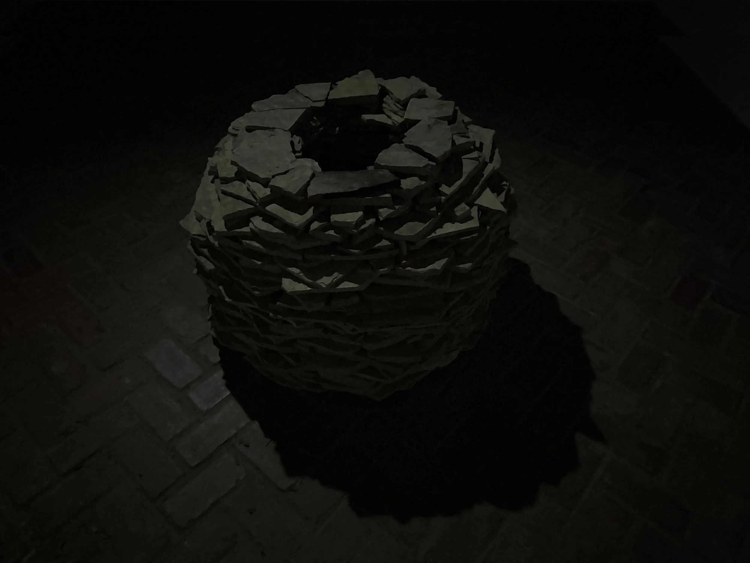   The Well , 2026&nbsp; Limestone Site-specific installation&nbsp;from  Willie Binnie: Wishing Well  at Old Jail Art Center, a former 19th century jailhouse in west Texas 38 × 30 inches&nbsp; 