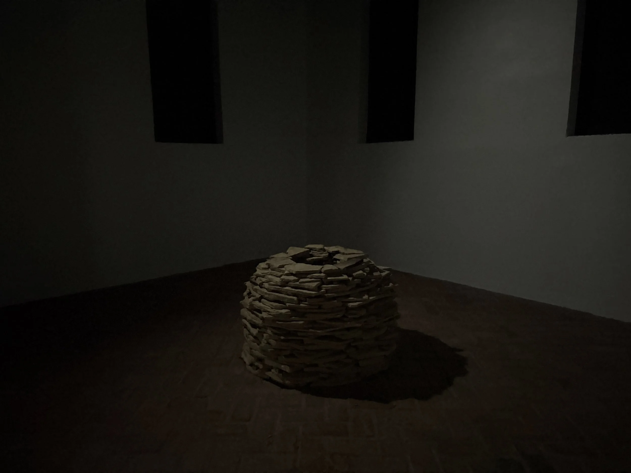   The Well , 2026&nbsp; Limestone Site-specific installation&nbsp;from  Willie Binnie: Wishing Well  at Old Jail Art Center, a former 19th century jailhouse in west Texas 38 × 30 inches&nbsp; 