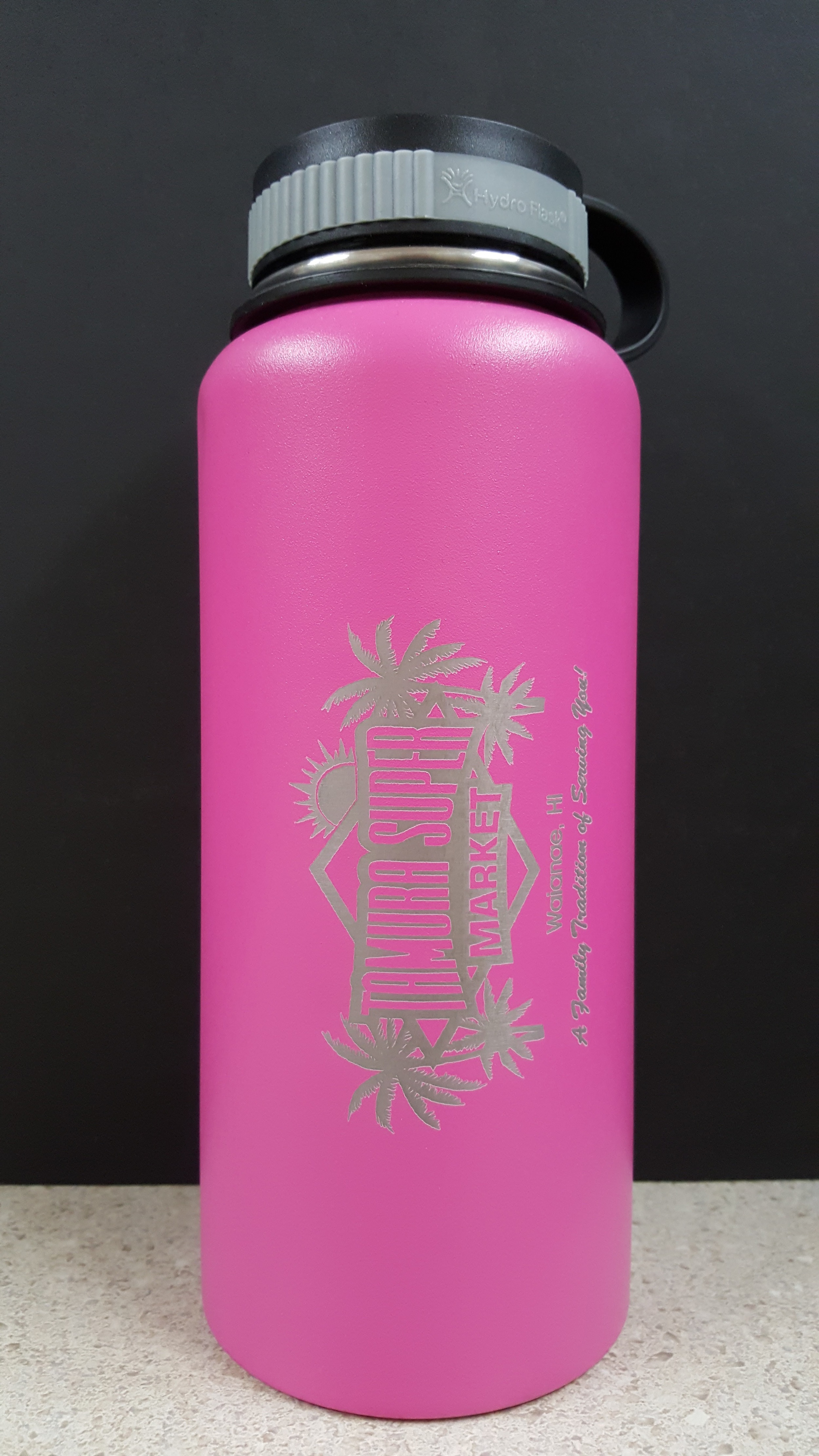 Preppy Hibiscus Design Custom Water Bottle - Laser Engraved