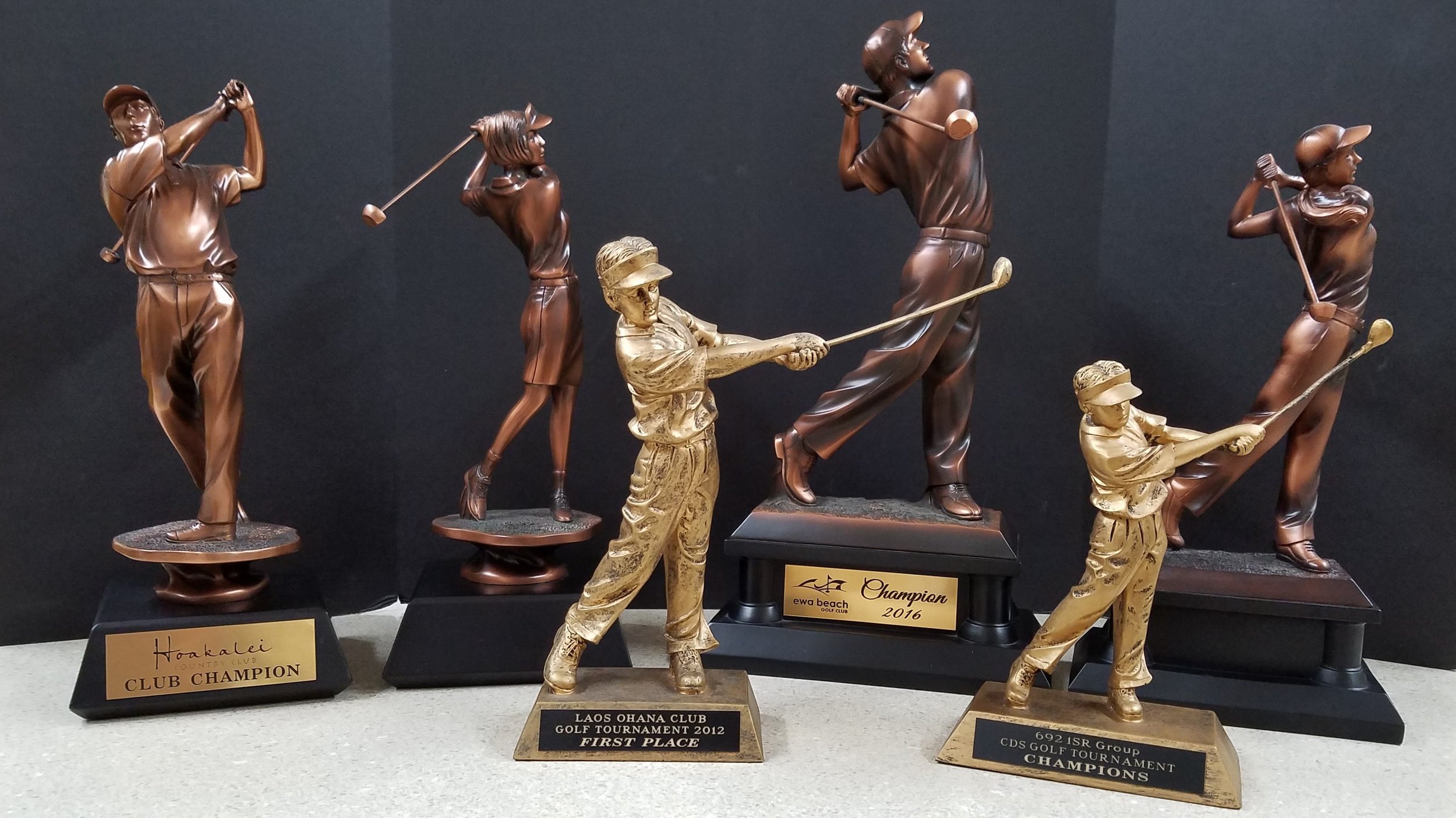 GOLF RESIN 1 (14")- 98.00, GOLF RESIN 2 (14") - 98.00, GOLF RESIN 3 (10") - 47.00, GOLF RESIN 4 (16") - 159.00, GOLF RESIN 5 (8") - 32.00, GOLF RESIN 6 (13.5") - 105.00