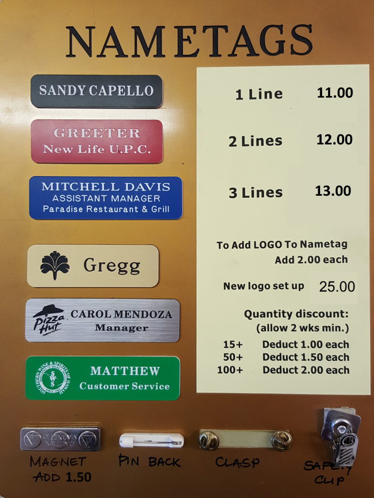 Signage & Nametags — Awardline