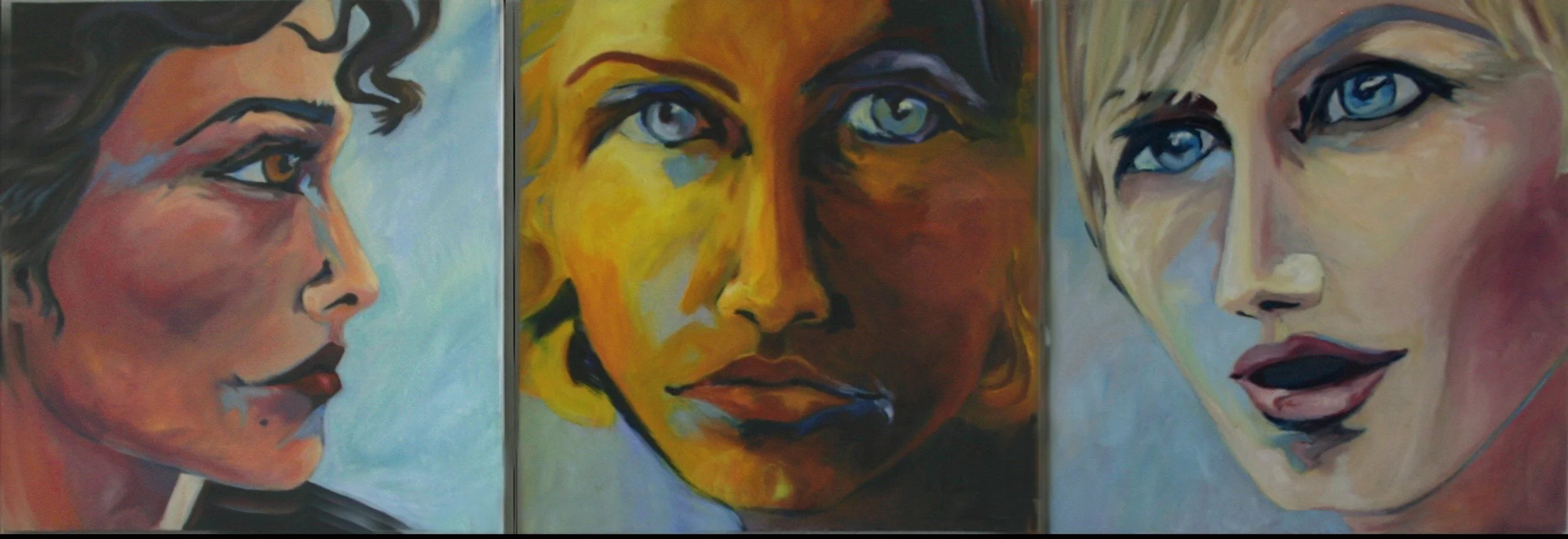 The Models, Triptych, Oil on canvas, 63"x22"