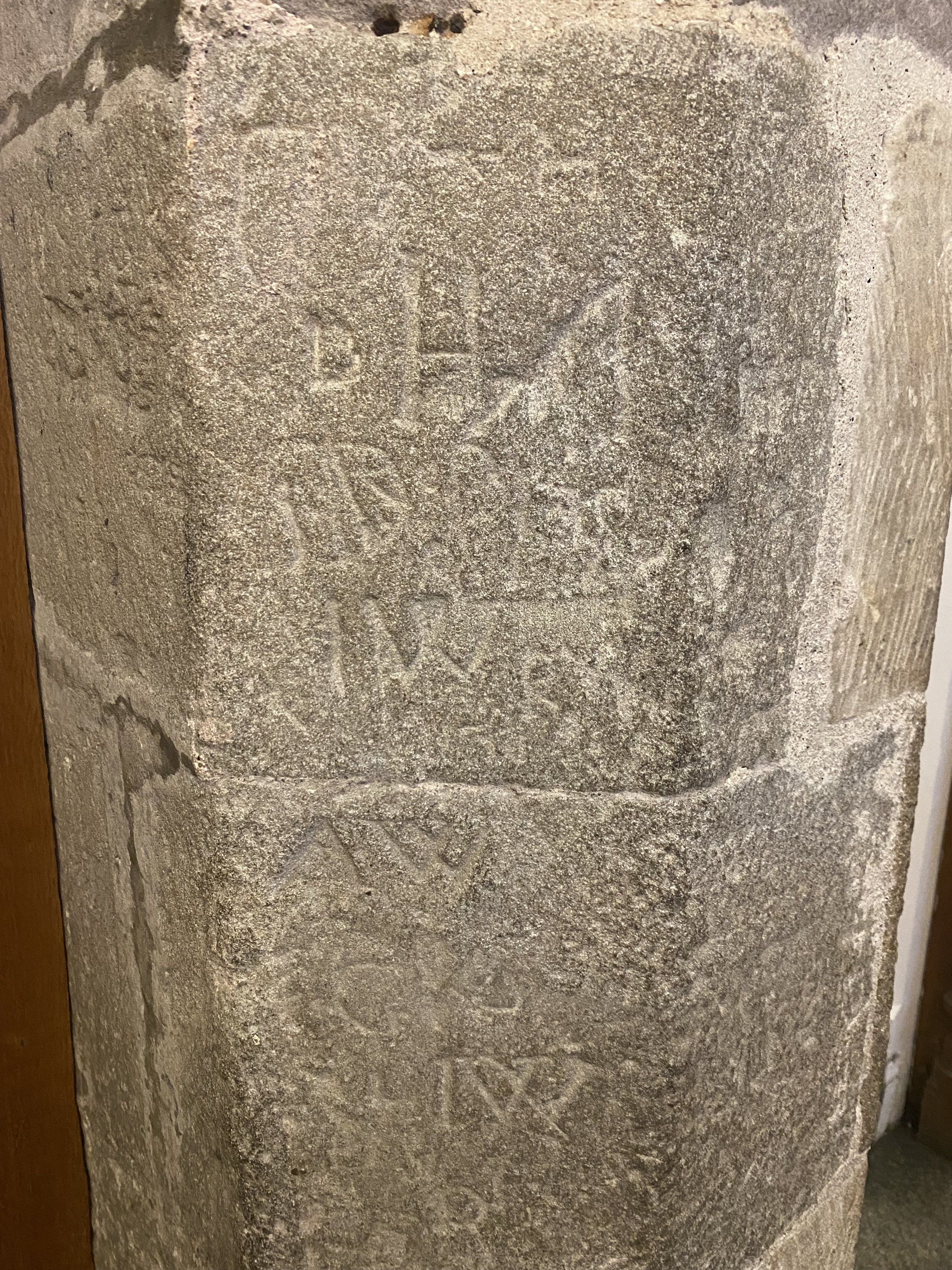 Graffiti from the 14th-15th century in the schoolroom at Dunblane Cathedral.