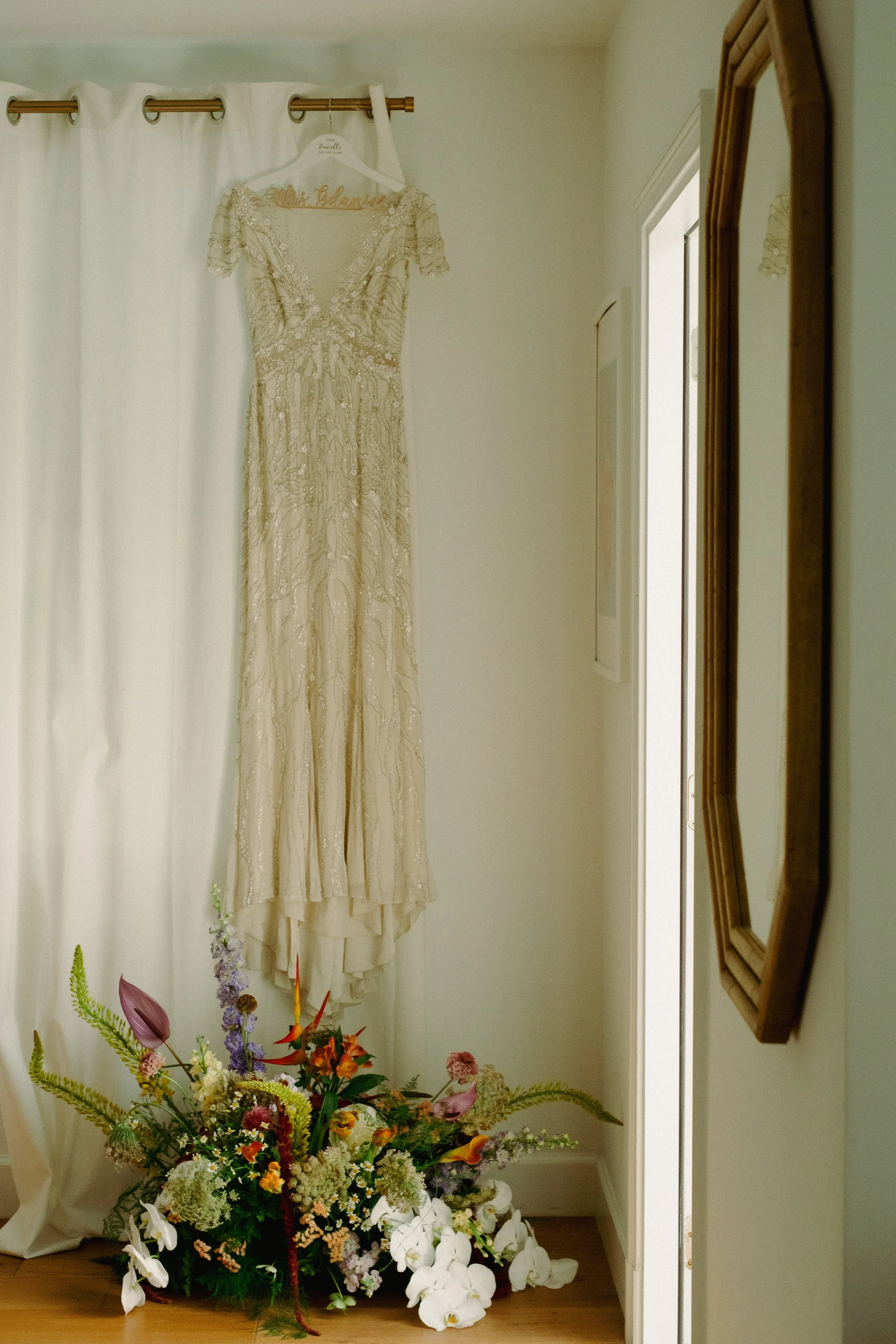 flower meadow and bride's dress in west palm