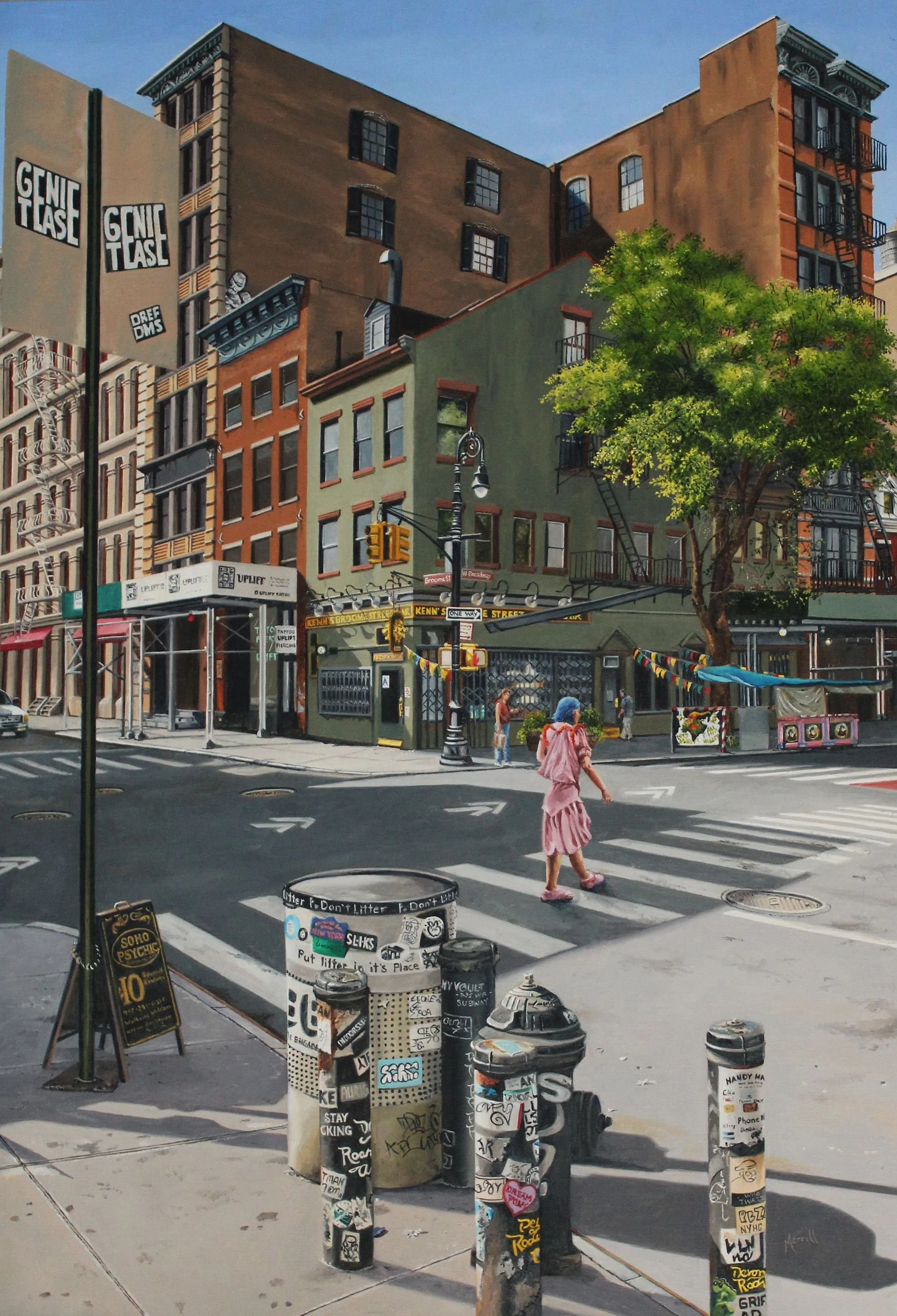  June Morning on Broome St. and W. Broadway", Oil on linen  40x28  