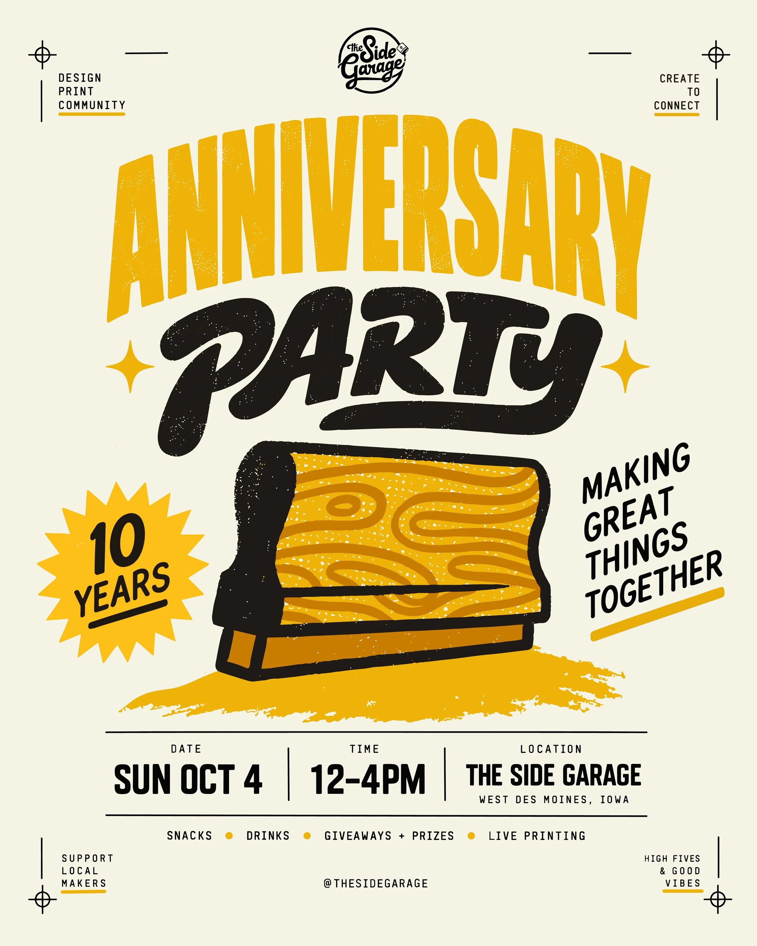10  Y E A R S of The Side Garage. 🖤

What started small has grown into more than we could have imagined&mdash;not just in what we make, but in the community that&rsquo;s grown around us.

We&rsquo;re incredibly grateful for every client and collabor