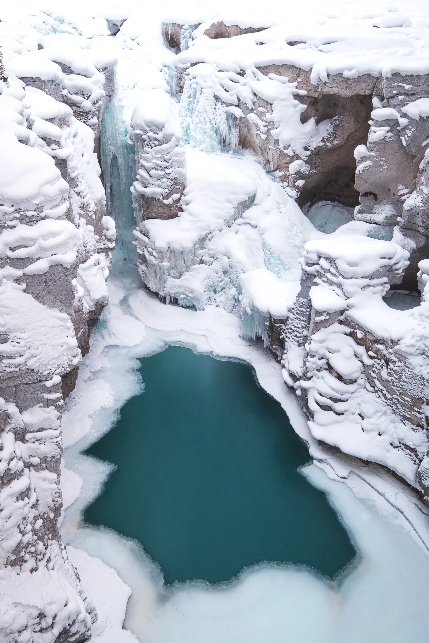 A unique perspective of Sunwapta Falls.