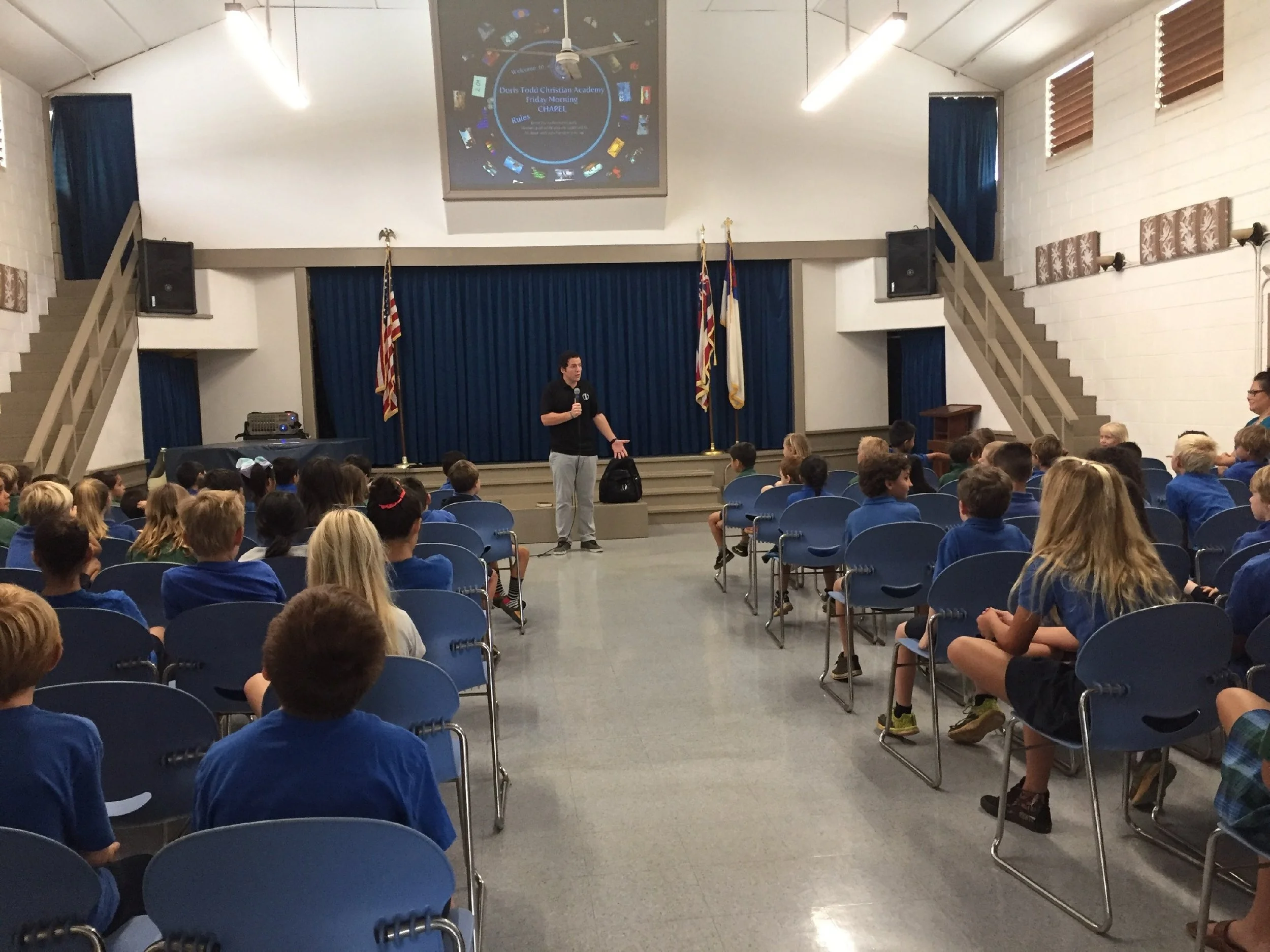 Joshua sharing the One Love of Jesus at a an elementary school last Friday. Several students responded to putting their trust in Jesus, and they went outside and prayed wtih their teachers.