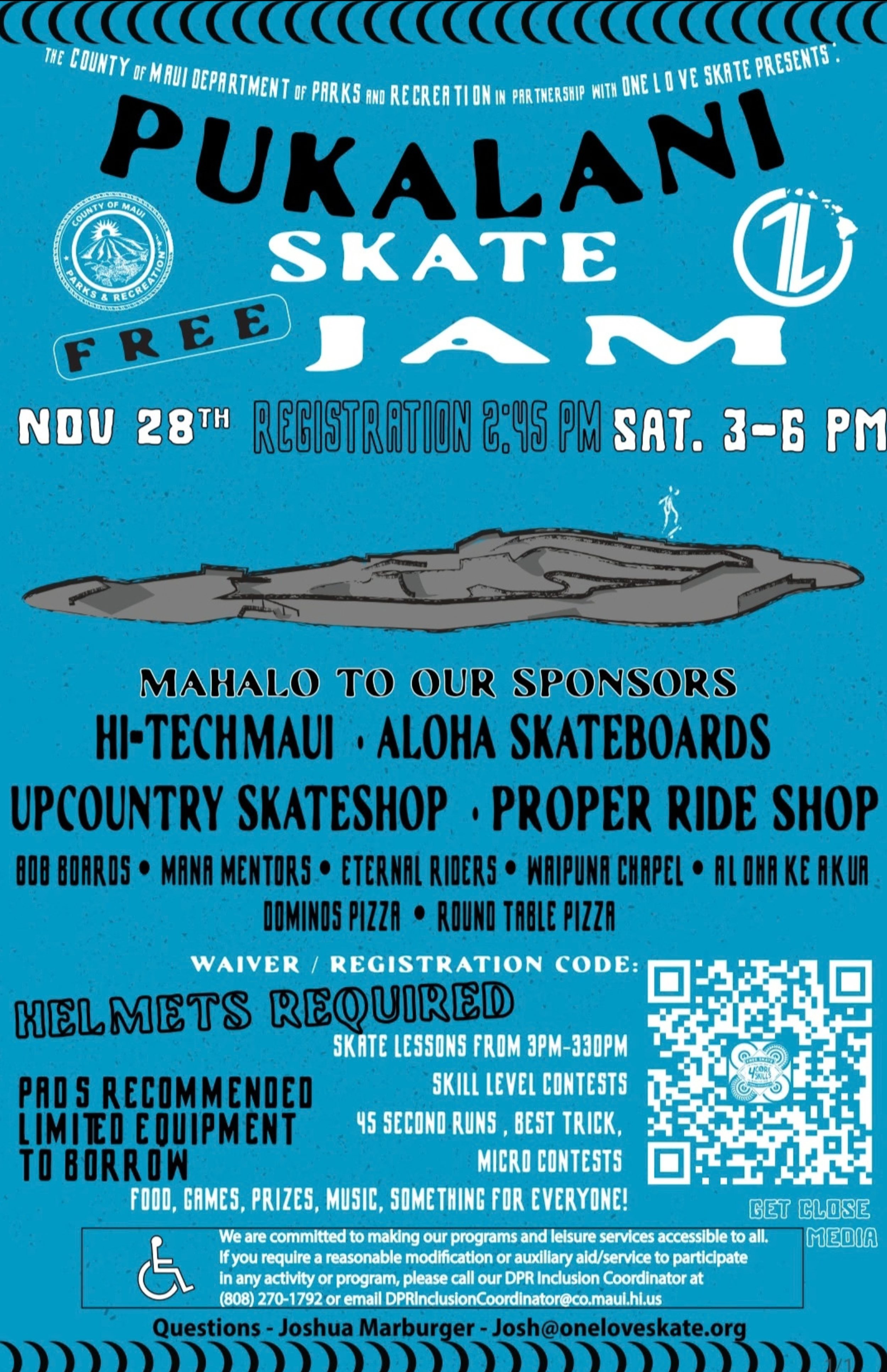 Pukalani Skate Jam: Free Community Skate Event – November 28