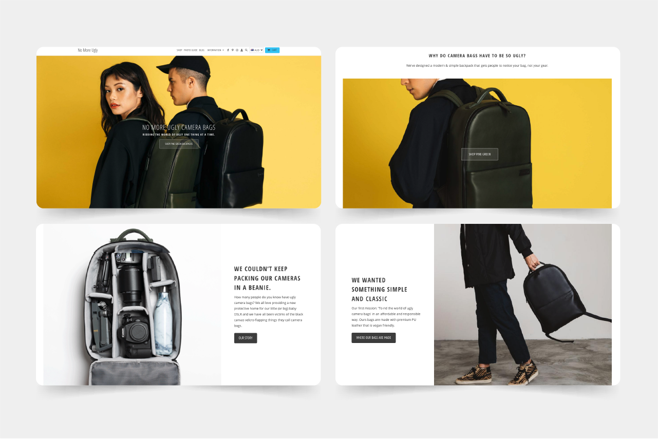 Desktop homepage design.