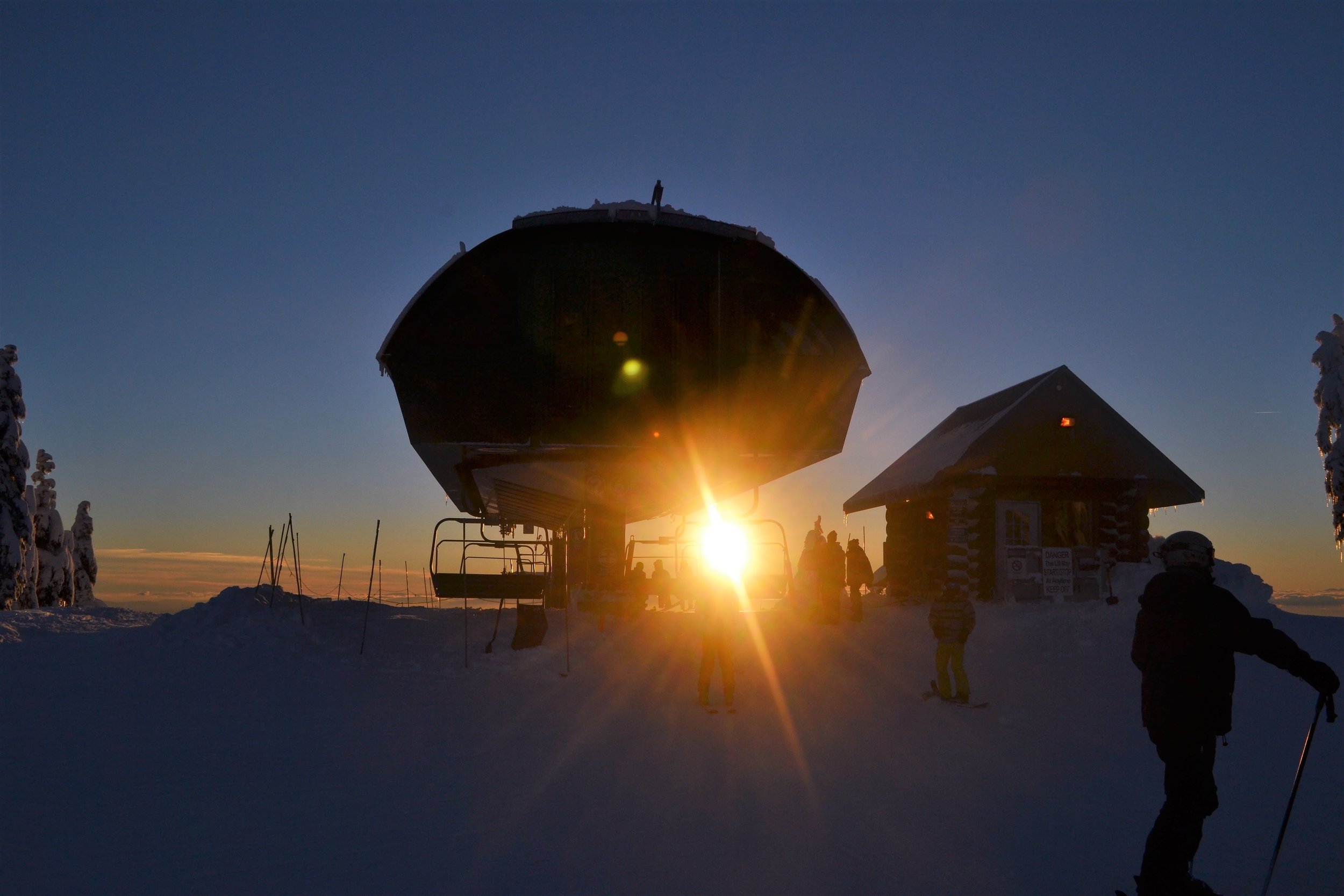 Sunsetting at one of the chairlifts at the local mountains in Vancouver