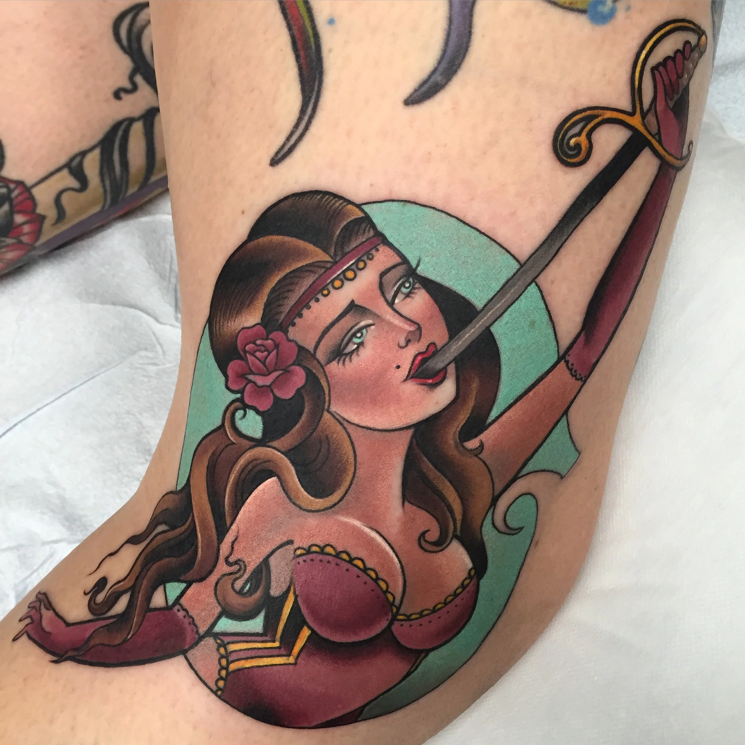 Sword swallowing pin-up girl