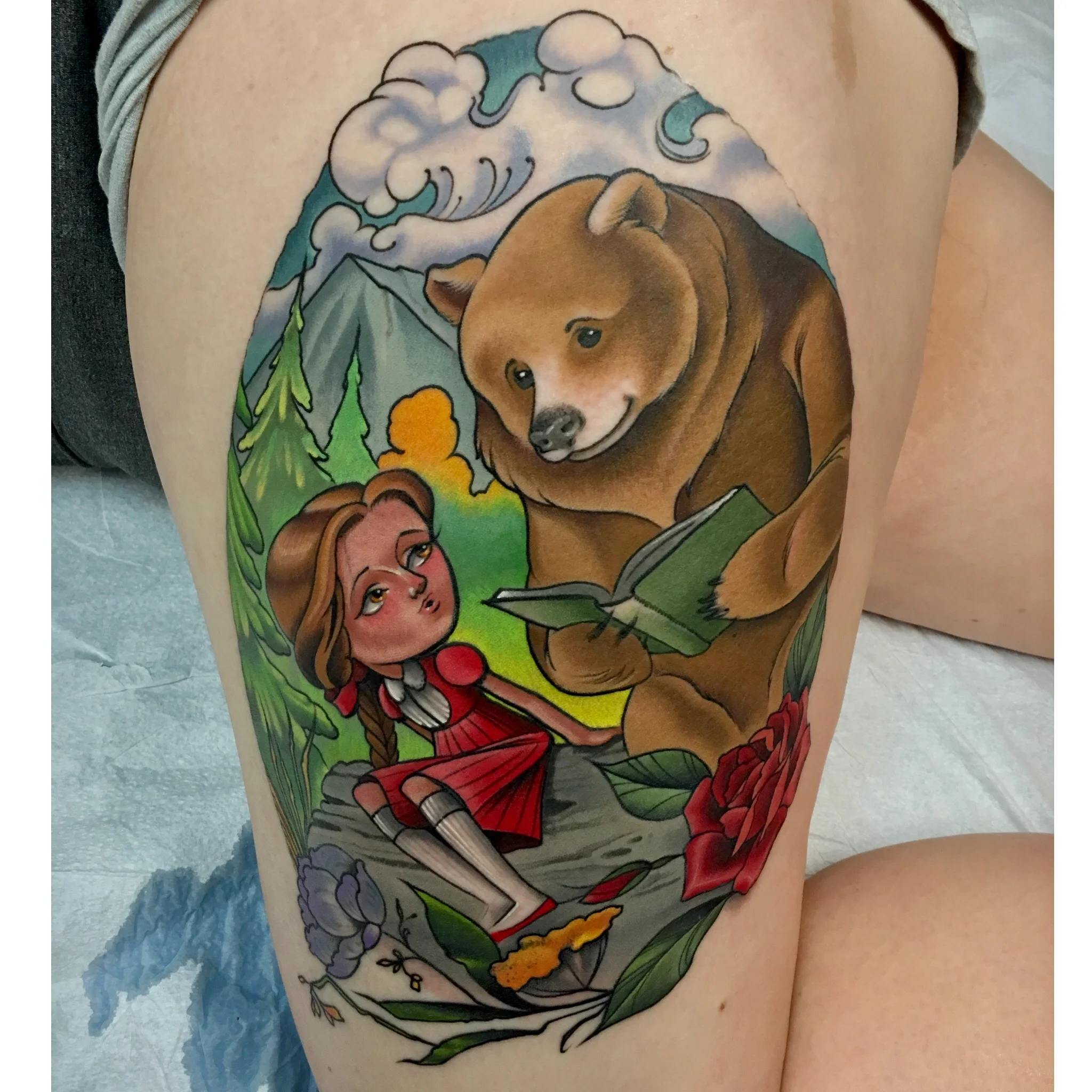 Bear Reading to Girl