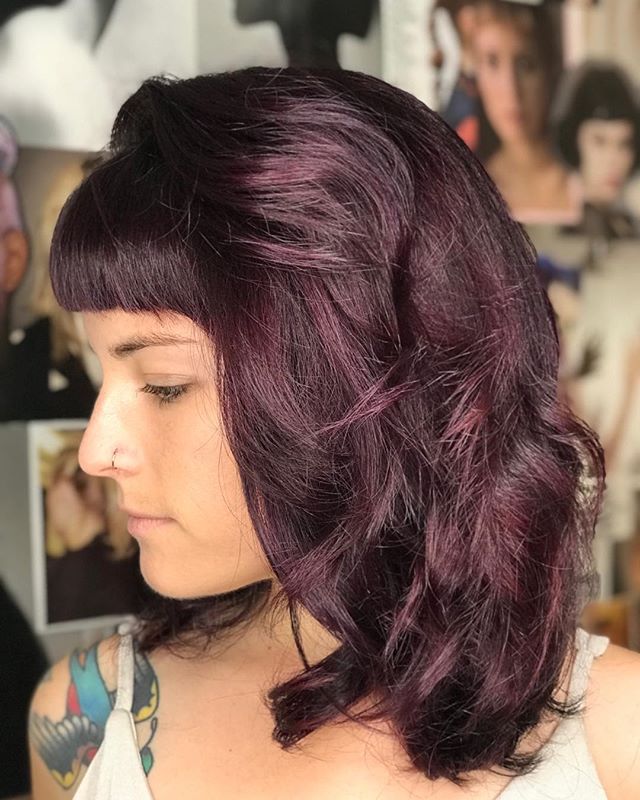 Always fun coming up with something new for my client.  Went from red to violet red.  Styled her with some curling iron action.  #culvercitysalon #redviolet #waves