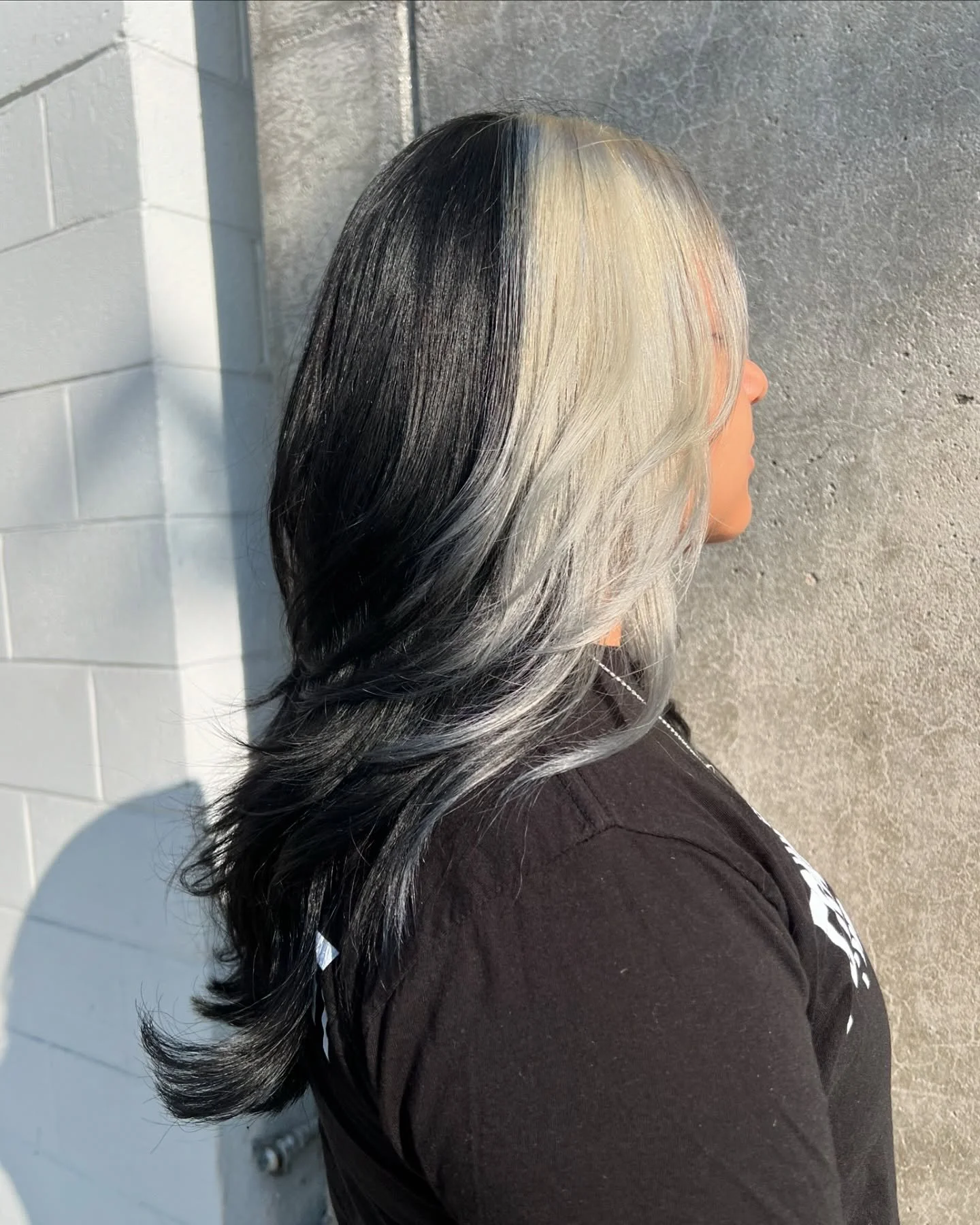 It&rsquo;s giving Cruella 💅🏻

Swipe to see the before! 
&bull;
&bull;
&bull;
&bull;
&bull;
&bull;
&bull;
&bull;
&bull;
&bull;
#SplitHair #TheCompoundSalon #Colorist #Wella #CulverCityArtsDistrict #WorkFlow #Hairstylist #CruellaDeville #Cosmoprof