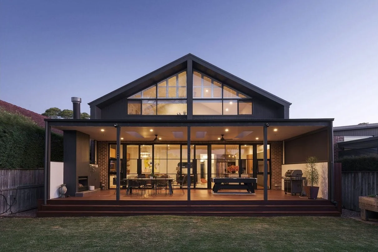  Mod-bungalow - Cabarita NSW   This project entailed re-working a traditional Californian Bungalow to maximise natural light, and create quality space to work, play and hang out. Cathedral ceilings to the first floor provide interesting light-filled,