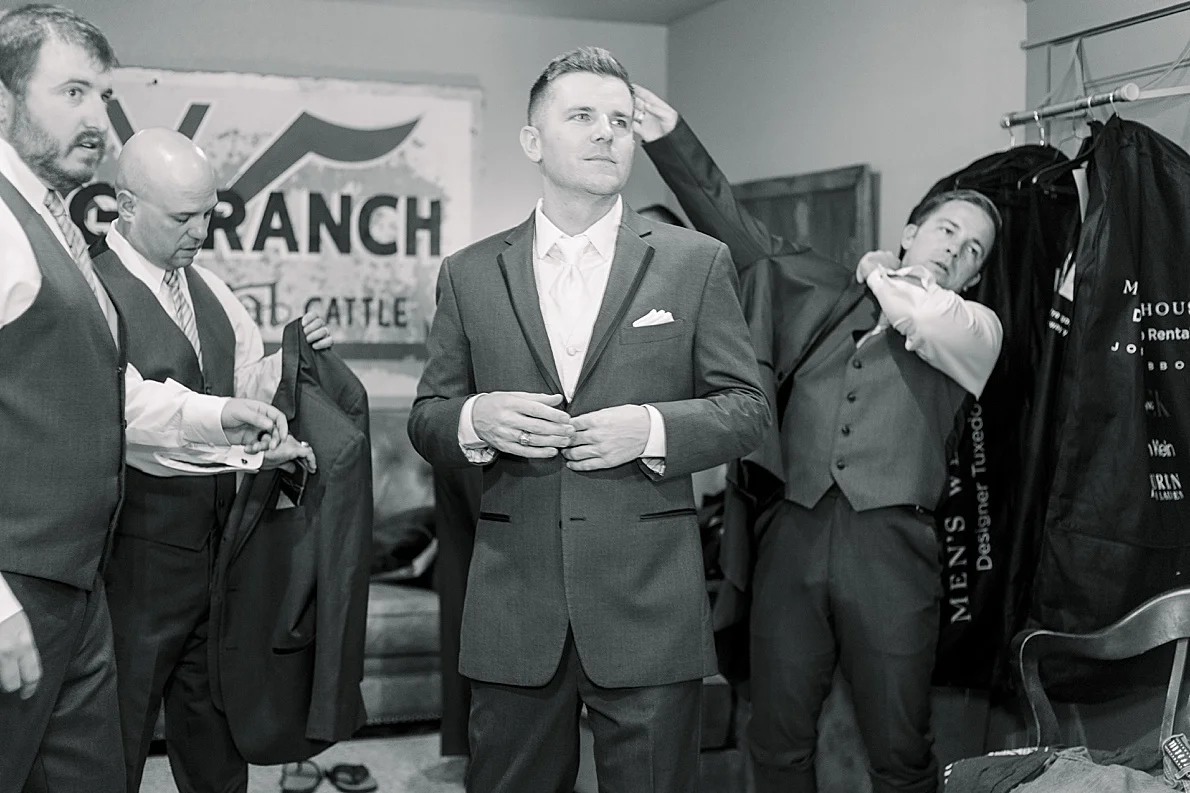 Groom and Groomsmen Getting Ready