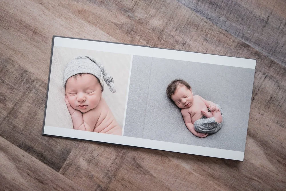 Newborn photography session custom heirloom album