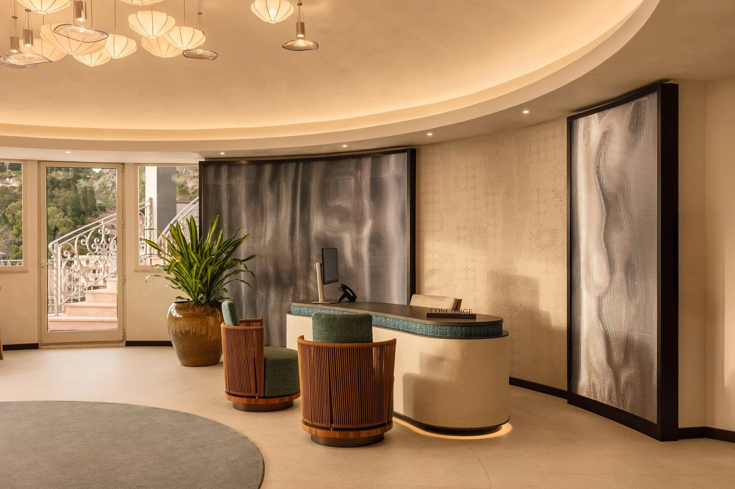 Luxury hotel reception area with contemporary interior design, photography by David McConaghy