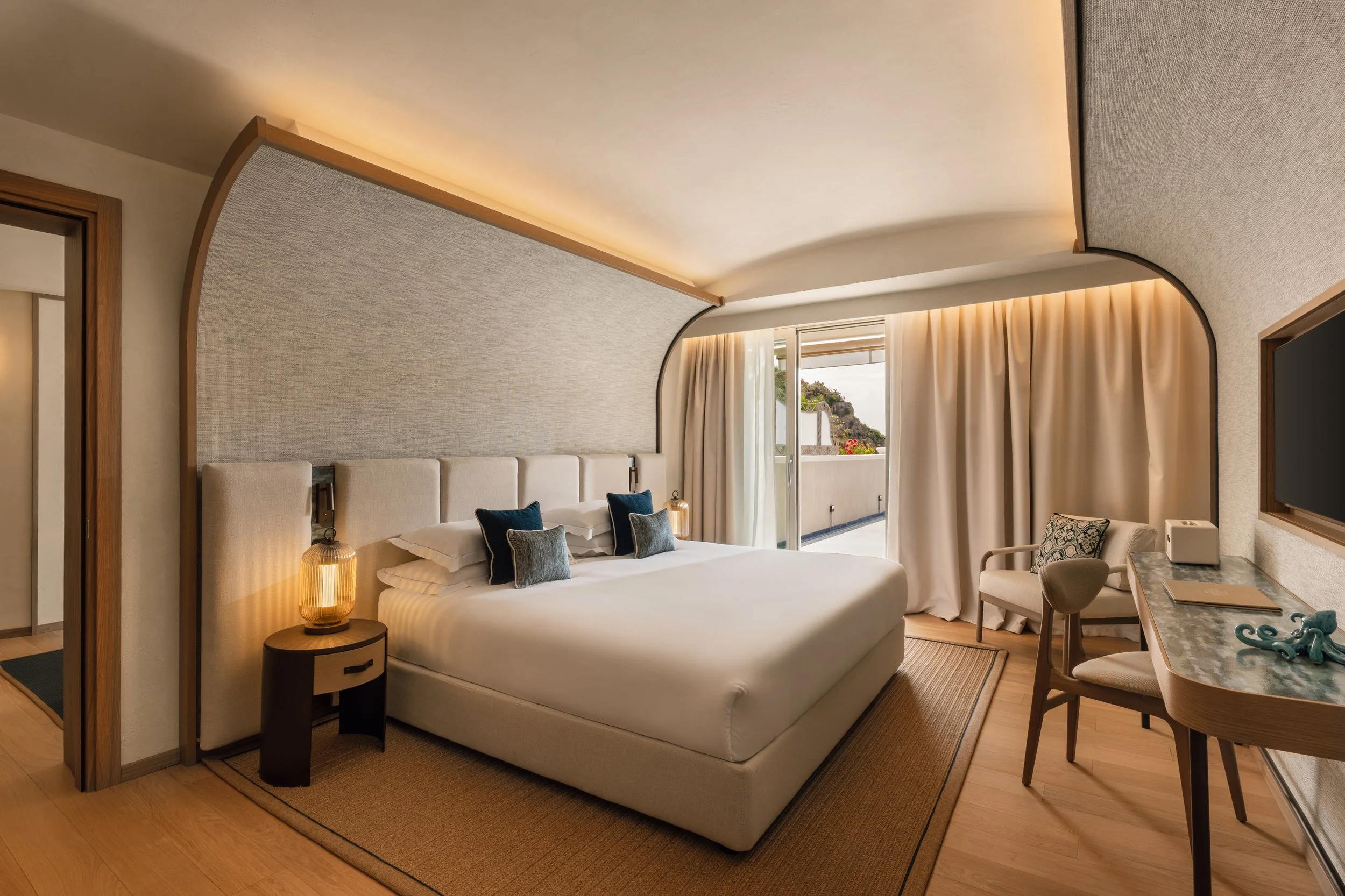 Luxury hotel suite with sea view and natural light, interior photography by David McConaghy