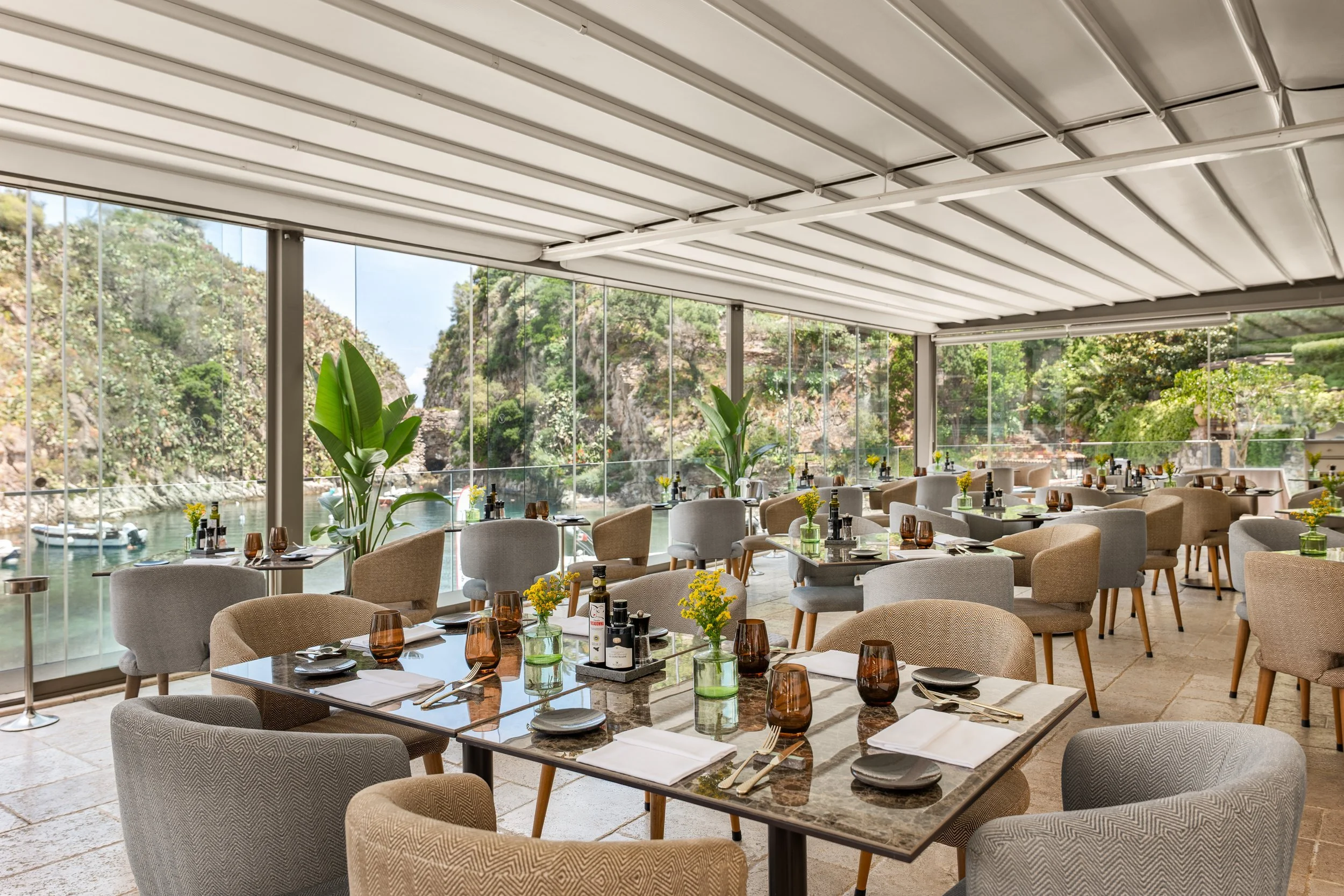 Hotel restaurant terrace with panoramic views, interior photography by David McConaghy