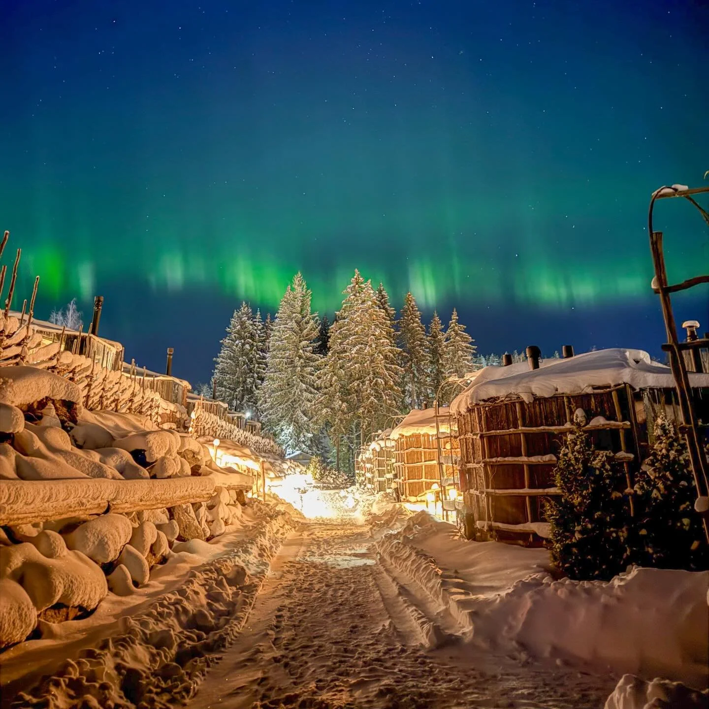 De natuur op haar best 💚 Hoe overweldigend het noorderlicht kan zijn, is echt onbeschrijfelijk. Zeker als je het niet meer verwacht, toch nog even in pyjama bij -13 naar buiten gaat en de hemel kort maar z&oacute; krachtig besluit een feestje te vie