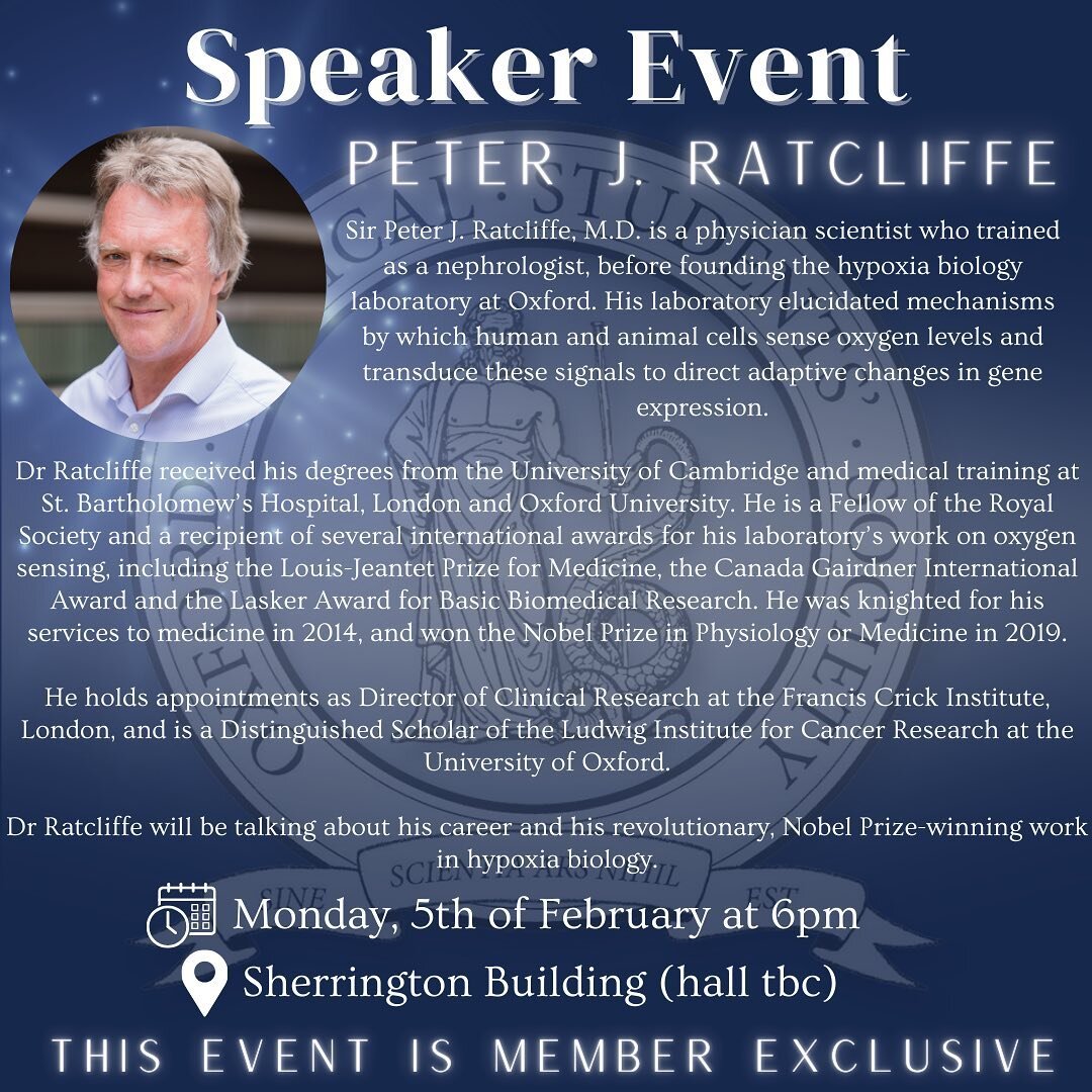 Sign up link for this talk is live in bio now! We are so incredibly excited to be hosting Sir Peter J. Ratcliffe - do not miss out on this event!