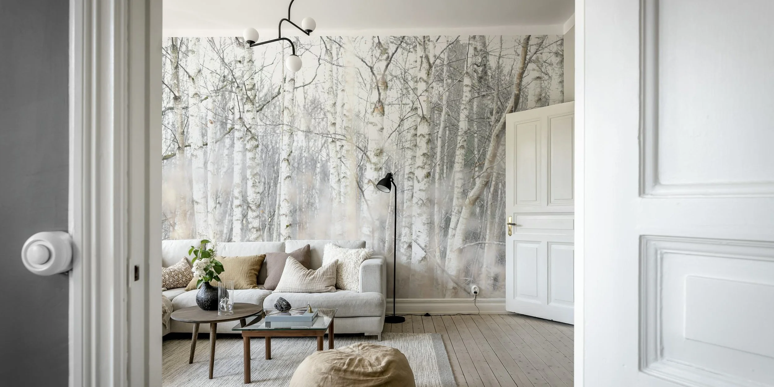 Birch Trees and Grass Wallpaper