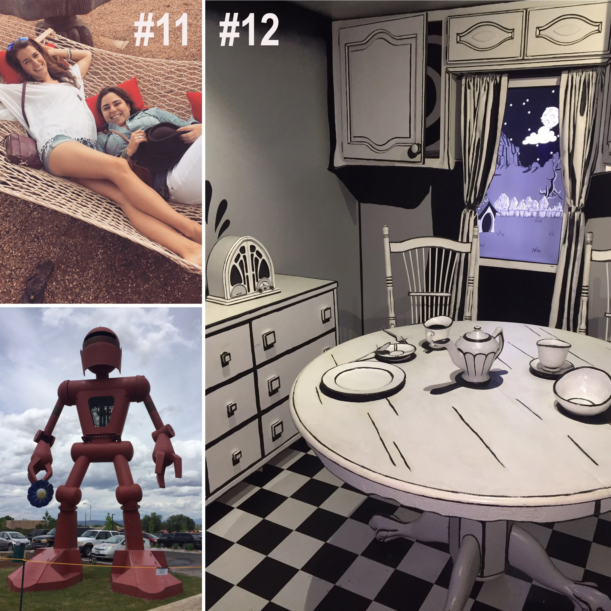 #11. MY art school FRIEND DIANA AND I STAYED AT "THE INN OF THE TURQUOISE BEAR" IN SANTA FE, New mexico . #12. THEN WE WENT TO A HUGE INSTALLATION ART PIECE CALLED "meow wolf"