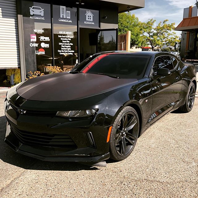 Black matte vinyl hood wrap
.
.
.
.

#mrtint #mistertint #norcal #caraddict #windowtint #clearbra #ceramicpro #xpel #vinylwrap #camaro