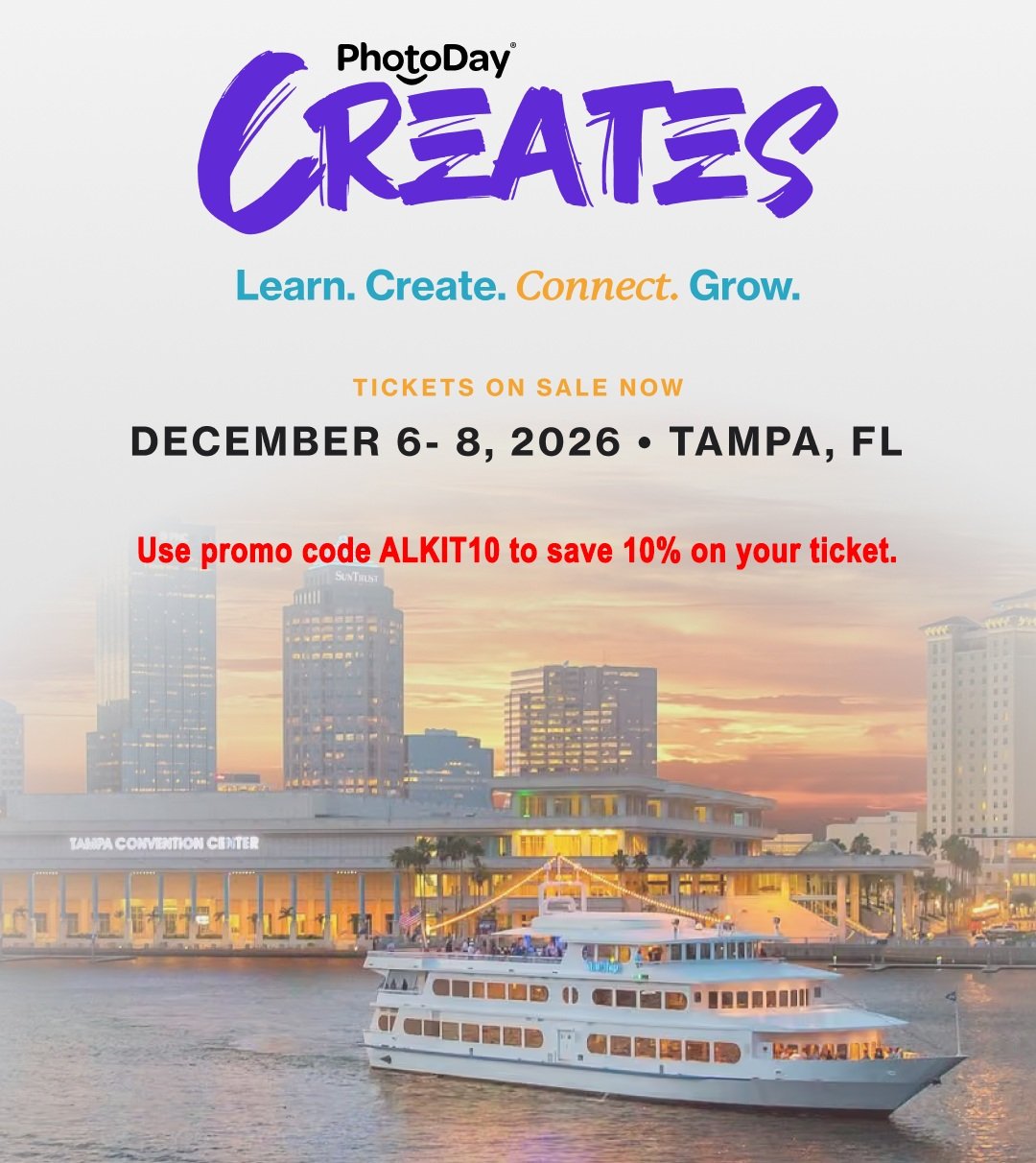 Join Alkit at PhotoDay Creates
Alkit is heading to Tampa December 6 - 8, 2026, for PhotoDay Creates!
Created specifically for volume photographers, this three-day event features practical education, hands-on workshops, and honest conversations with s