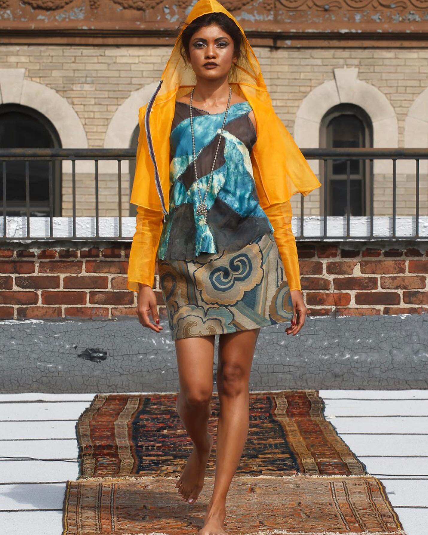 Setta Jacket🦋Aquil Top🦋Pepp Mini Glowing on @karishma.s.kanhai🔥

🦋Deadstock Organdy &amp; Shibori Silk &amp; Upcycled Upholstery Textile

🦋Now for Sale @thecanvasbyq.bowery &amp; @thecanvasbyq 

🦋Vintage Rugs Thanks to @heirloomrugs 

🦋Image b