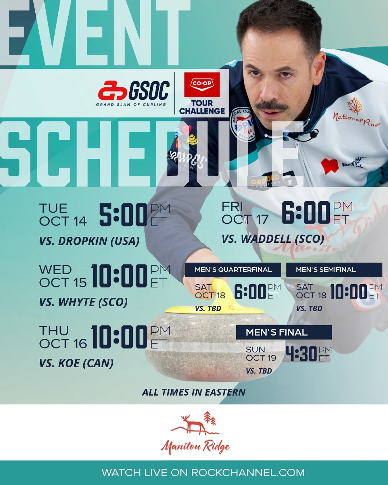 We&rsquo;re back on the ice this week in the @grandslamofcurling CO-OP Tour Challenge! Check out our event schedule and watch all of our games LIVE on rockchannel.com! 🥌💪 

#TeamEpping #GSOC #curling #determination