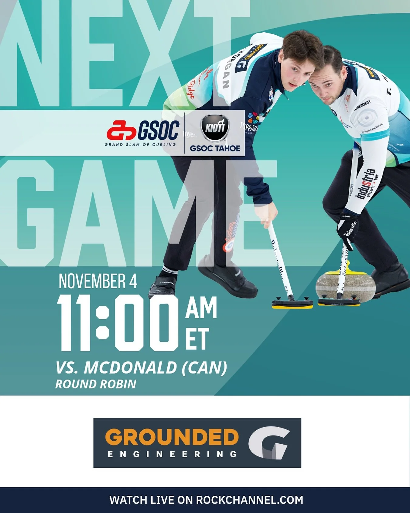 Draw 1 of the KIOTI GSOC Tahoe kicks off at 11:00 AM|ET! Watch live on rockchannel.com! 🥌

#TeamEpping #GSOC #Determination