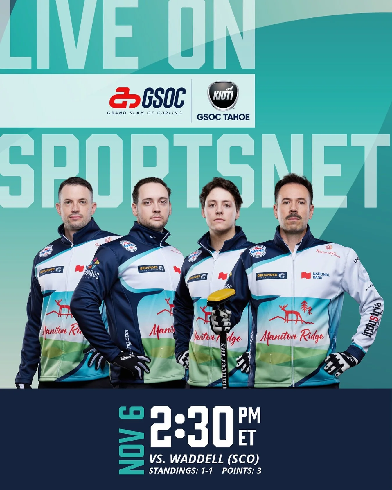 🚨SPORTSNET FEATURE GAME 🥌 

Check out all the action at 2:30 PM|ET as we take on Team Waddell in the KIOTI GSOC Tahoe! 📺

#TeamEpping #GSOC #Determination