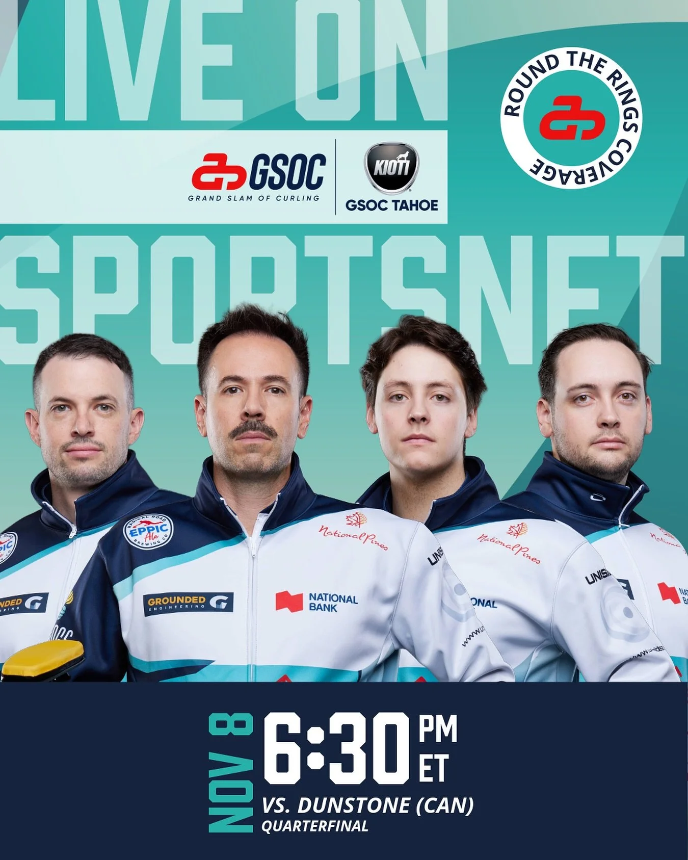 📺 Live On Sportsnet 🥌 Quarterfinal action begins at 6:30 PM|ET! Round the rings coverage. Full coverage on rockchannel.com! 💪

#TeamEpping #GSOC #Determination