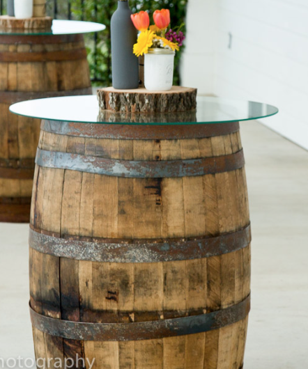 Glass Top Barrel Table