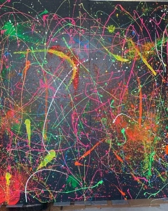 Neon Splatter 80's Backdrop