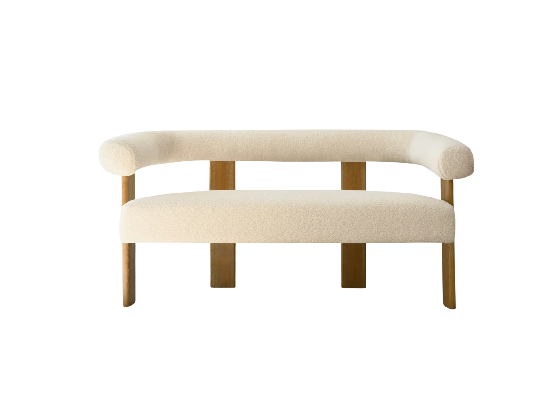 Cream and Wood Loveseat