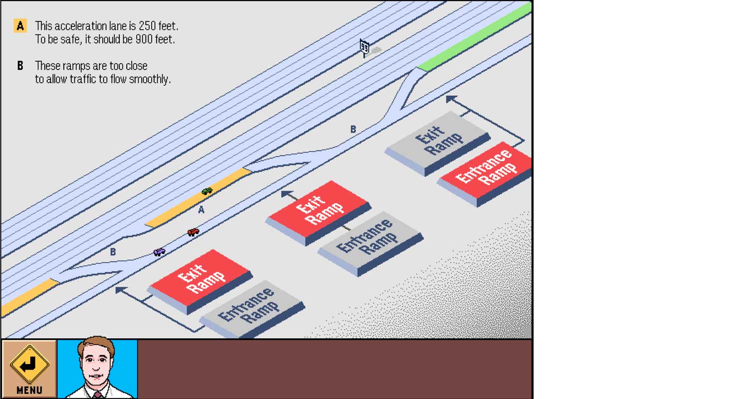 Design the entrance and exit ramps of a freeway.