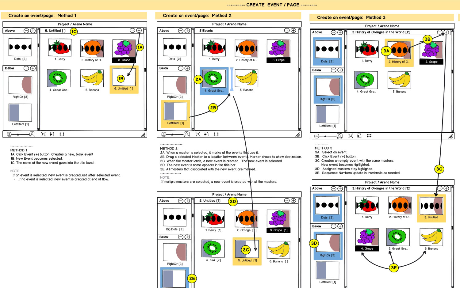  I used multiple tools to design interactions and prototypes. This example shows a concept created with Balsamiq Mockups. 