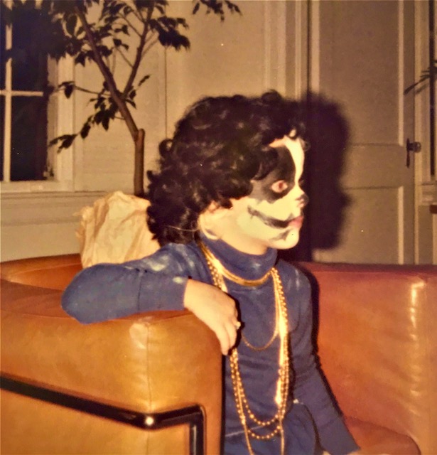 Dressed up as KISS band member Peter Criss.