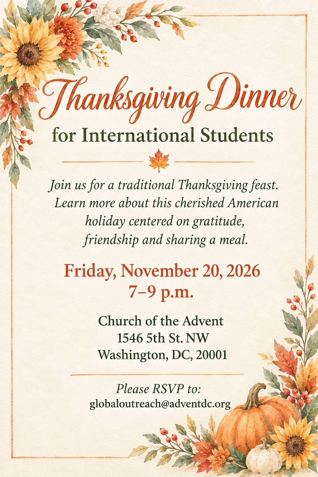Thanksgiving Dinner for International Students