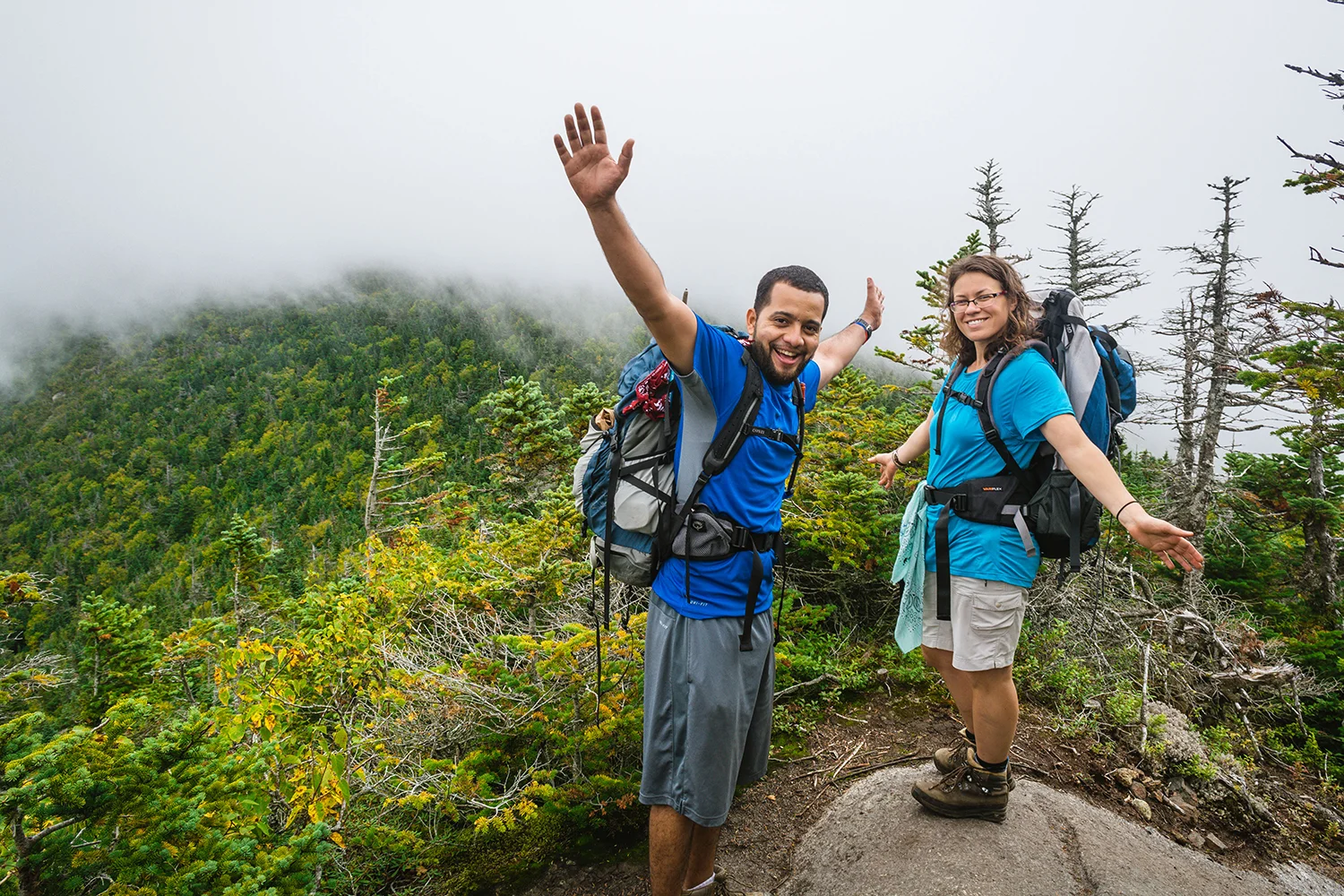 Heading into the clouds on Gothics. Photo by Stephanie Graudons