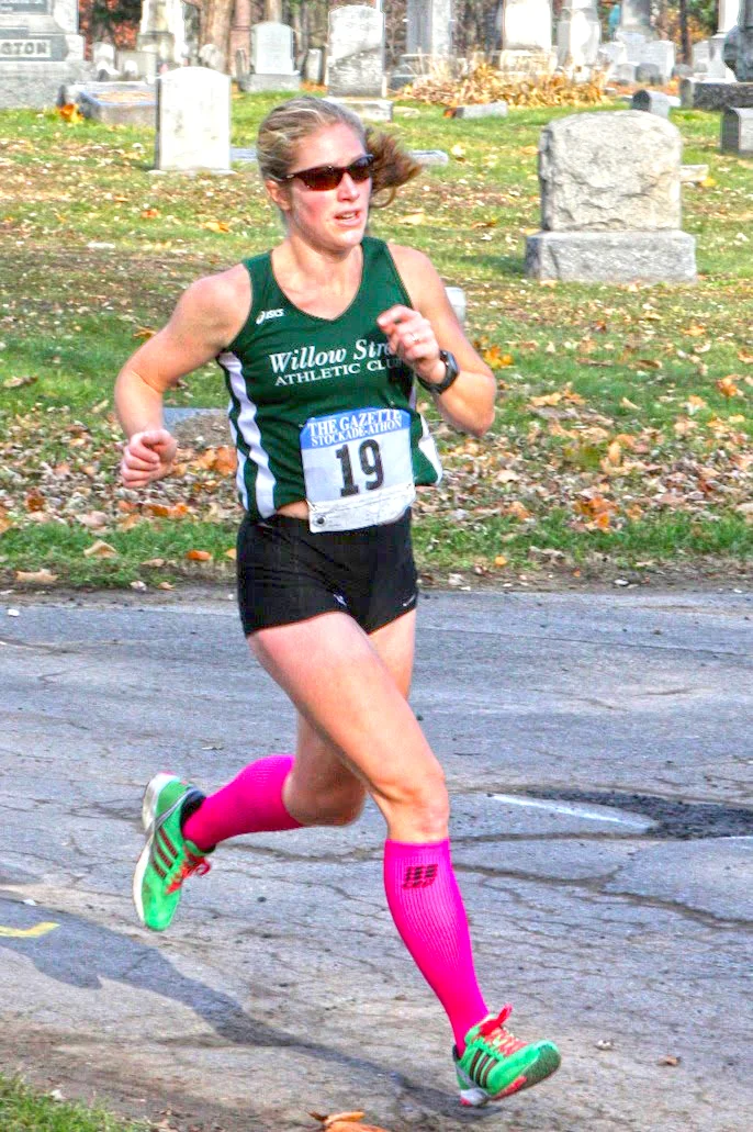 The author at the 2011 Stockade-athon 15K in Schenectady. Shelly Binsfeld