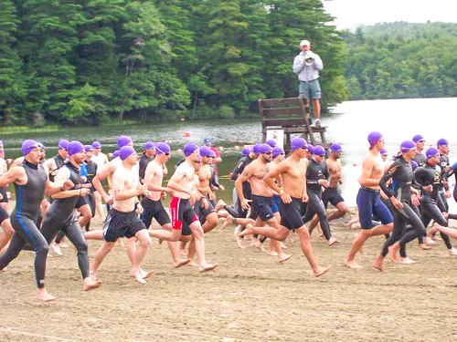 Start of the SkyHigh Xterra Off-Road Triathlon at Grafton Lakes State Park. Courtesy of Bikeman.