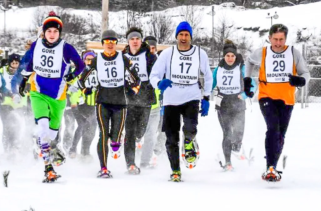 Start of the 2016 Gore Ski Bowl Snowshoe Race. Gore Mountain