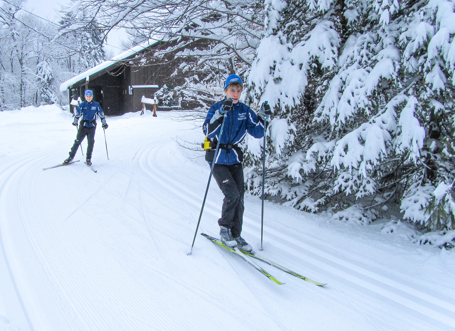 North Creek locals, Casey (front) and Brendan Tomb, enjoying a perfect skate day at Garnet Hill Lodge Ski Center. Courtesy Garnet Hill 